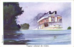 CPA Illustrateur Haffner Bateau Vapeur colonial de riviere 