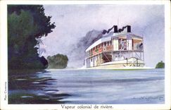 CPA Illustrateur Haffner Bateau Vapeur colonial de riviere 