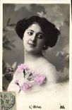 Vintage Postcard Fantasy Flowers Woman the eyelet