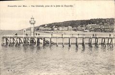 Vintage Postcard Trouville Headlight on Sea Seen general catch of the pier of Deauville