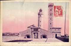 Vintage Postcard Sete Headlight the tower of the pilots and the headlight