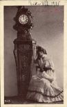 Vintage Postcard Clock Woman