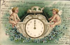 CPA Fantaisie Anges Ange Horloge 