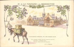 Vintage Postcard Publicite the Fountain has Benedictine the donkey charges with sponges and the donkey charges with salt