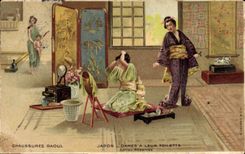 CPA Publicite Chaussures Raoul Japon Dames a leur toilette