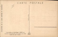 Vintage Postcard Boat Haffner Illustrator the arrival with damping 17th