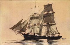 Vintage Postcard Boat Illustrator Haffner Brig