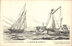 Vintage Postcard Boat Illustrator Haffner Yachts of cruising