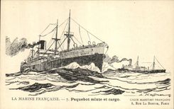 CPA Bateau Illustrateur Haffner Paquebot mixte et cargo
