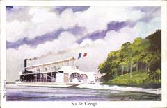 Vintage Postcard Boat Haffner Illustrator On Congo