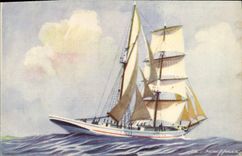 Vintage Postcard Boat Illustrator Haffner Brig schooner
