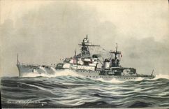 881 Bateau Guerre Illustrateur Haffner Croiseur de 2eme classe Marseillaise