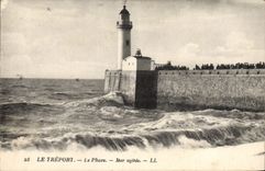 Vintage Postcard Headlight Treport Sea agitee