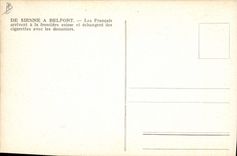 CPA Militaria De Sienne a Belfort Les Francais arrivent a la frontiere Suisse et echangent des cigarettes avec les douaniers