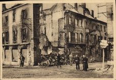 Vintage Postcard Holy Militaria Die Arson of the city by the Germans November 1944 Angle of the street Thiers and Rue of the Lyautey Marshal