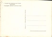 Vintage Postcard Militaria Paris Reception of Parisian with the American troops