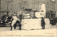 Vintage Postcard Aix Carnival in Provence Corso Twins and binoculars and their first point of view on repopulation