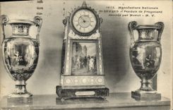 Vintage Postcard Horloge Manufactures National Separate Pendulum of Fragonard decoree by Moriot