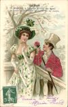 Vintage Postcard Fantasy Flowers the Rose Woman
