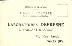 CPA Publicite Laboratoires Defresne Vaillant Rue Jacon Paris 6eme