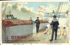 Vintage Postcard Publicity tonic Byrrh Wine the navy Toilet of the ship Boat