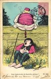 Vintage Postcard Fantasy Illustrator Xavier Sager With innocent the full mouth