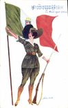 Vintage Postcard Fantasy Illustrator Xavier Sager Woman Flag Italy Sager