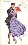 Vintage Postcard Fantasy Illustrator Xavier Sager Woman the ace of Militaria heart