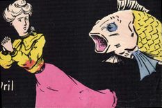 Vintage Postcard Fantasy Illustrator Xavier Sager Woman Woman Poisso April 1st