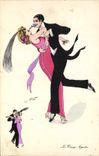 Vintage Postcard Fantaisie Illustrator Xavier Sager Femme the Argentinian tango Dances