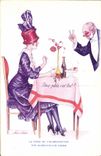 Vintage Postcard Fantaisie Illustrator Xavier Sager Femme the crisis of the food Two dishes it is all