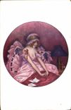Vintage Postcard Fantasy Illustrator Xavier Sager Woman Lazy
