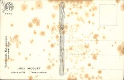 Vintage Postcard Fantaisie Illustrator Xavier Sager Femme Carries happiness