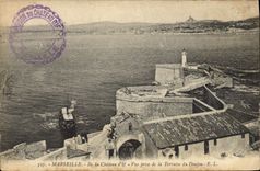 Vintage Postcard Headlight Marseilles Island of the Castle of Yew Seen taken of the terrace of the keep