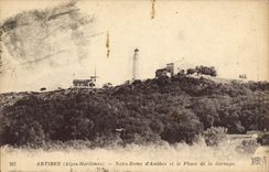 Vintage Postcard Headlight Antibes Notre Dame d' Antibes and the headlight of Garoupe