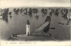 CPA Phare Cancale Depart de la caravane Bateaux