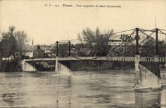 Vintage Postcard Suspended bridge of Saint Symphorien Turns