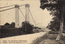 Vintage Postcard Gray Suspended bridge