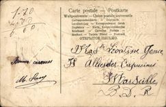 Vintage Postcard Fantasy Flowers Sailing Marseilles Boat