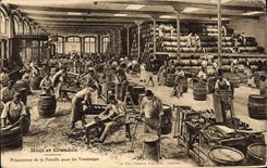 Vintage Postcard Folklore Wine Grape harvest Champagne Moet & Chandon Preparation of the cask for the grape harvest