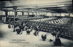 Vintage Postcard Folklore Wine Grape harvest Champagne Moet & Chandon Storage of the wines racking