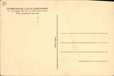 Vintage Postcard Folklore Wine Grape harvest Champagne Louis Roederer the vault of the wines of reserve in the lightning