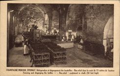 Vintage Postcard Folklore Wine Grape harvest Champagne Draper Epernay Refrigeration and discharging of the bottles