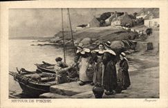 CPA Publicite Retour de la peche La Campagne L'Almanach Agricole