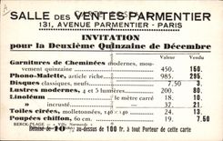 CPA Publicite Salle des ventes Parmentier Avenue Parmentier Paris 