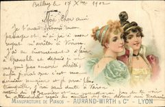 Vintage Postcard Publicite Manufactures Pianos Aurand Wirth & Co Lyon Femme
