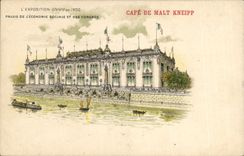 Vintage Postcard Publicity Paris World Fair of 1900 Palates of the Social economy of the Congers Coffee of Malt Kneipp