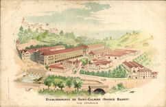 CPA Publicite Etablissements de Saint Galmier Source Badoit Vue generale 