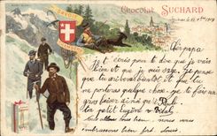 Vintage Postcard Publicity Chocolate Suchard Goat Chambéry Savoy
