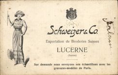 Vintage Postcard Publicity Schweizer & Co Export of Swiss embroideries Swiss Lucerne